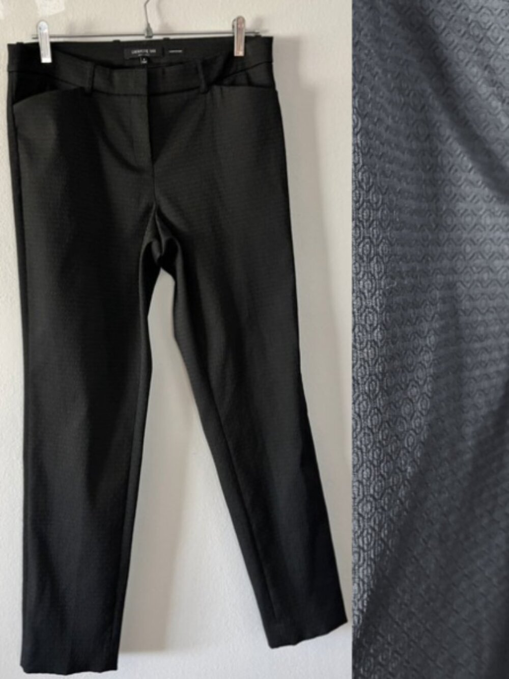 Lafayette 148 Downtown Black Textured Mid Rise Ankle Length Trousers Office